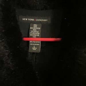 New York & Company Black Plush Faux-Fur Jacket